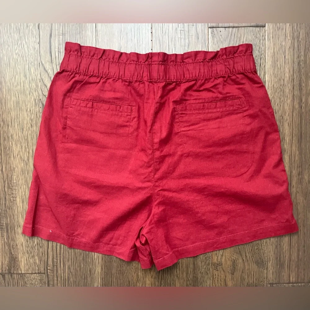 NWOT JOE FRESH Brick Ref Elastic High-Waisted Linen-Blend Shorts Size: Large - Picture 5 of 6